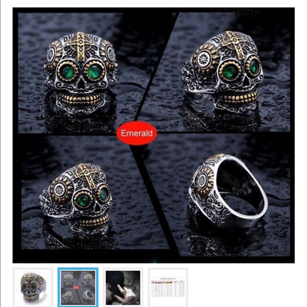 Men's Titanium Skull Ring US Size 13 NEW